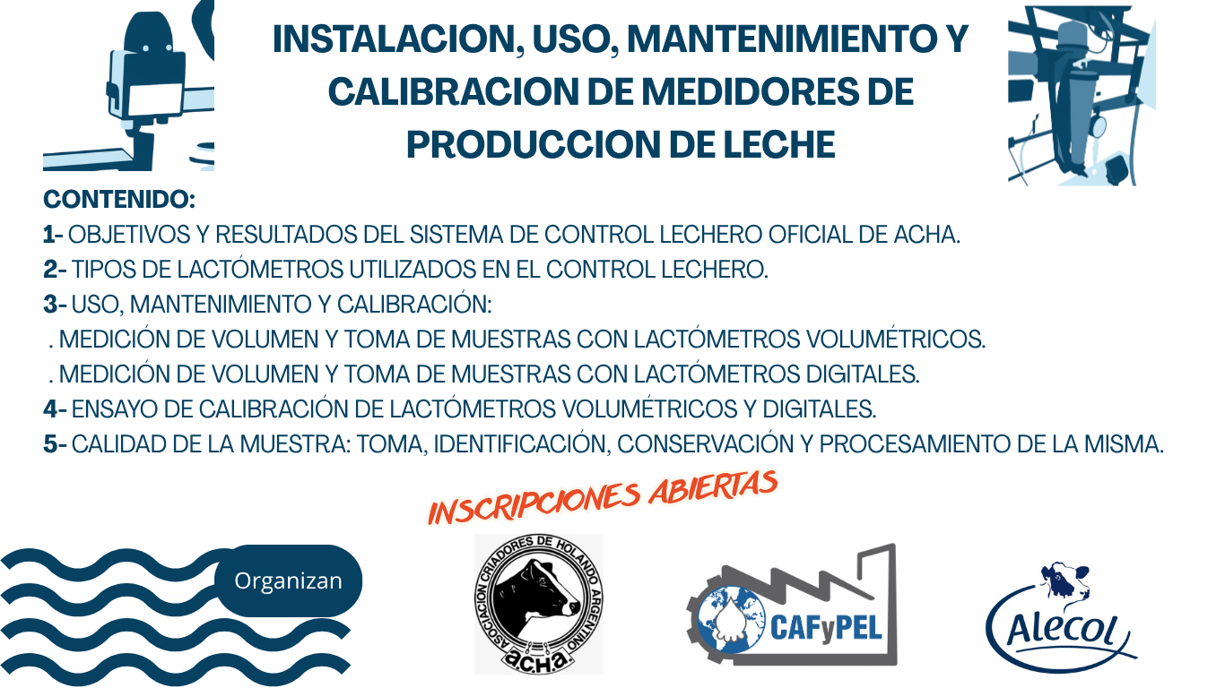 Convocatoria abierta a capacitación en INSTALACION, USO, MANTENIMIENTO Y CALIBRACION DE MEDIDORES DE PRODUCCION DE LECHE
