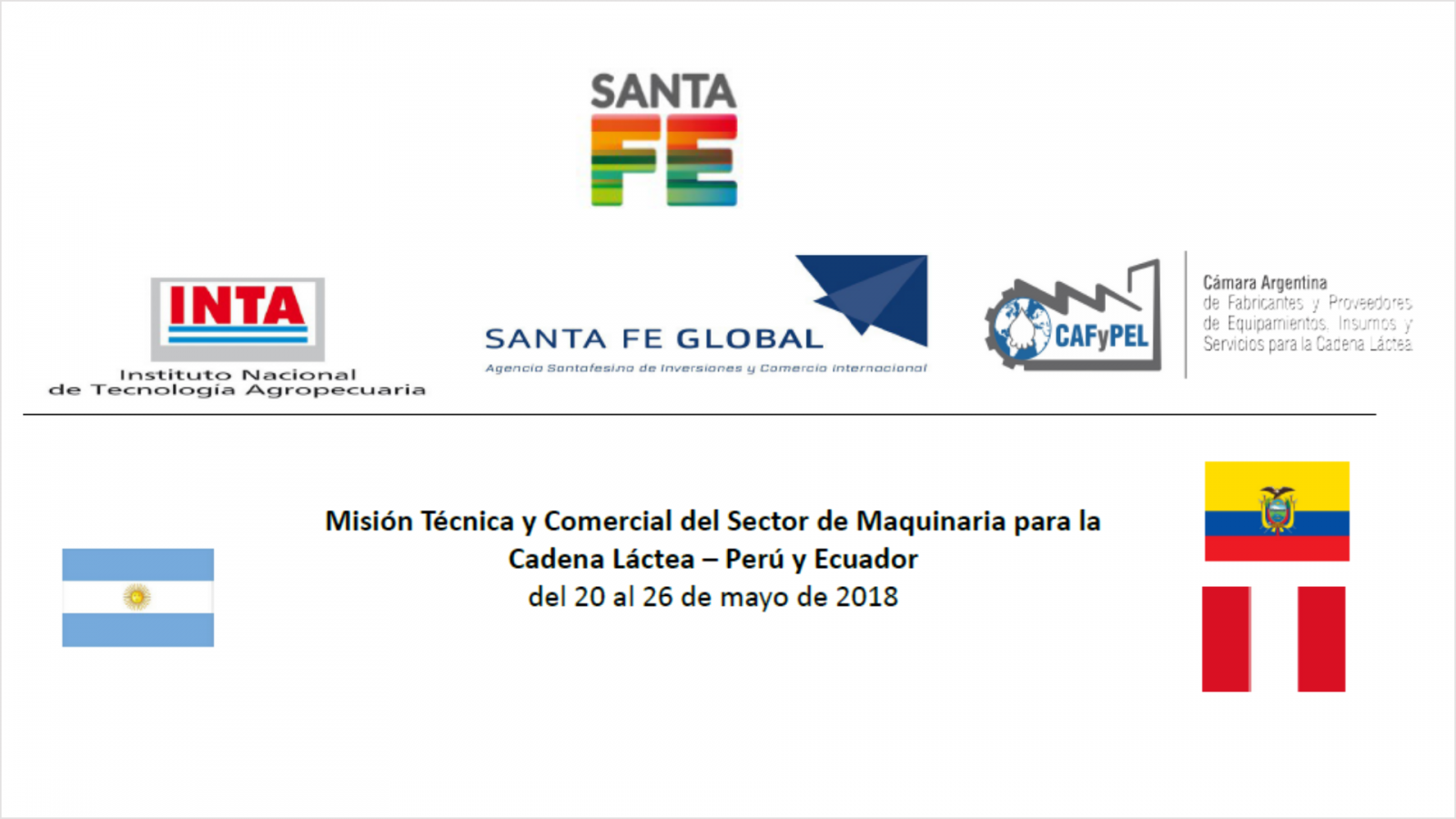 Convocatoria: Misión Técnica-Comercial del Sector de Equipos e Insumos para la Cadena Láctea a Perú y Ecuador.