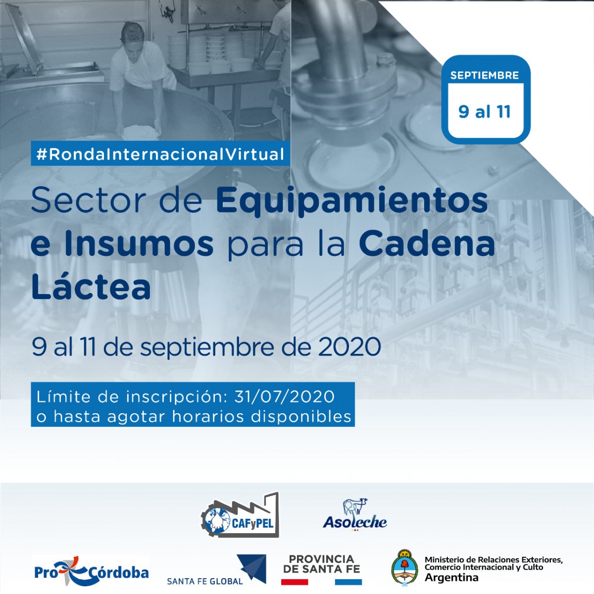 Convocatoria: Ronda Virtual Internacional de Negocios del Sector de Equipamientos e Insumo para la Cadena Lactea
