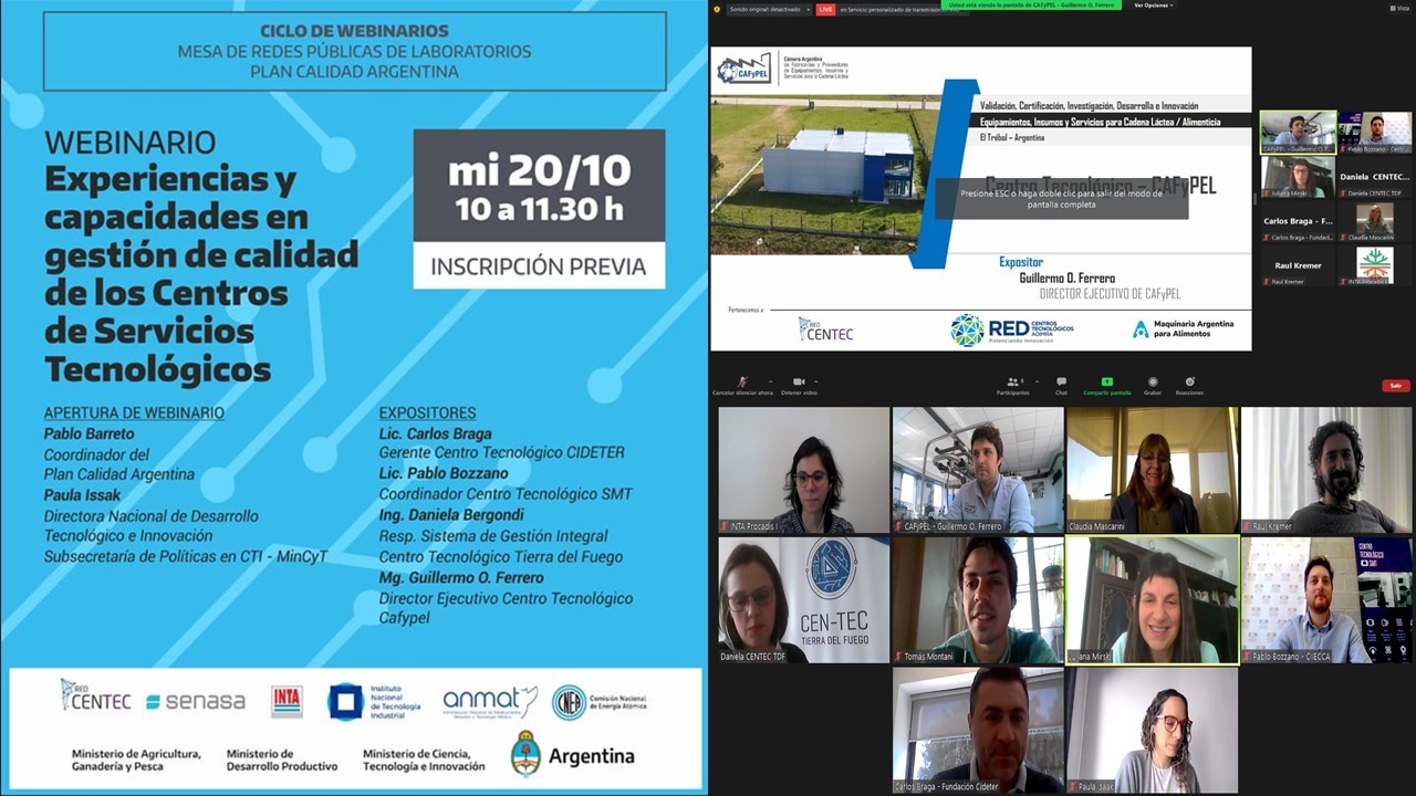 Expusimos en el WEBINARIO: Experiencias y capacidades en gestión de calidad de los Centros Tecnológicos