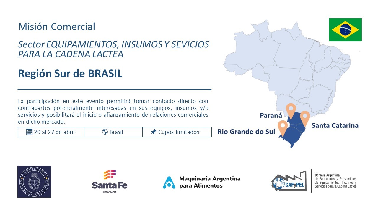 CONVOCATORIA: Misión Comercial a la Regíon Sur de Brasil.