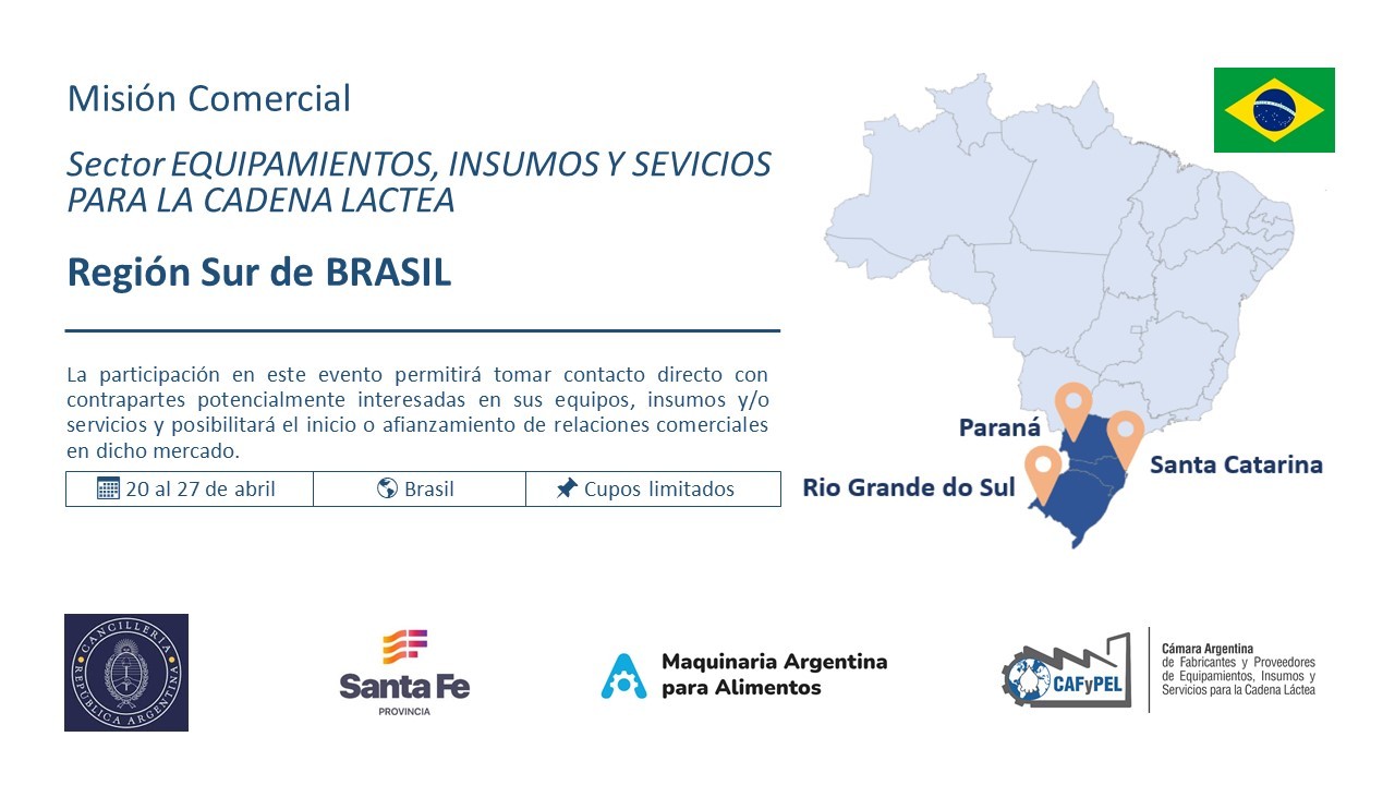 Convocatoria: Misión Comercial a la Regíon Sur de Brasil.