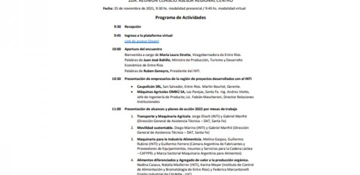 Reunión de Consejo Asesor Regional Centro del INTI