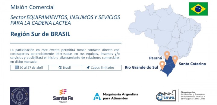 Convocatoria: Misión Comercial a la Regíon Sur de Brasil.
